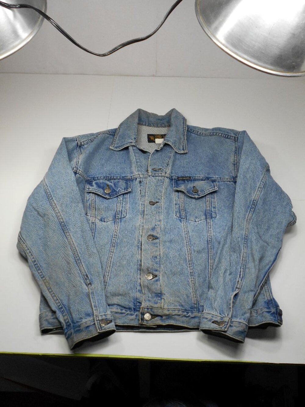 Vintage Harley Davidson Motorcycle Embroidered Men's Denim Jean Jacket Mens Sz M